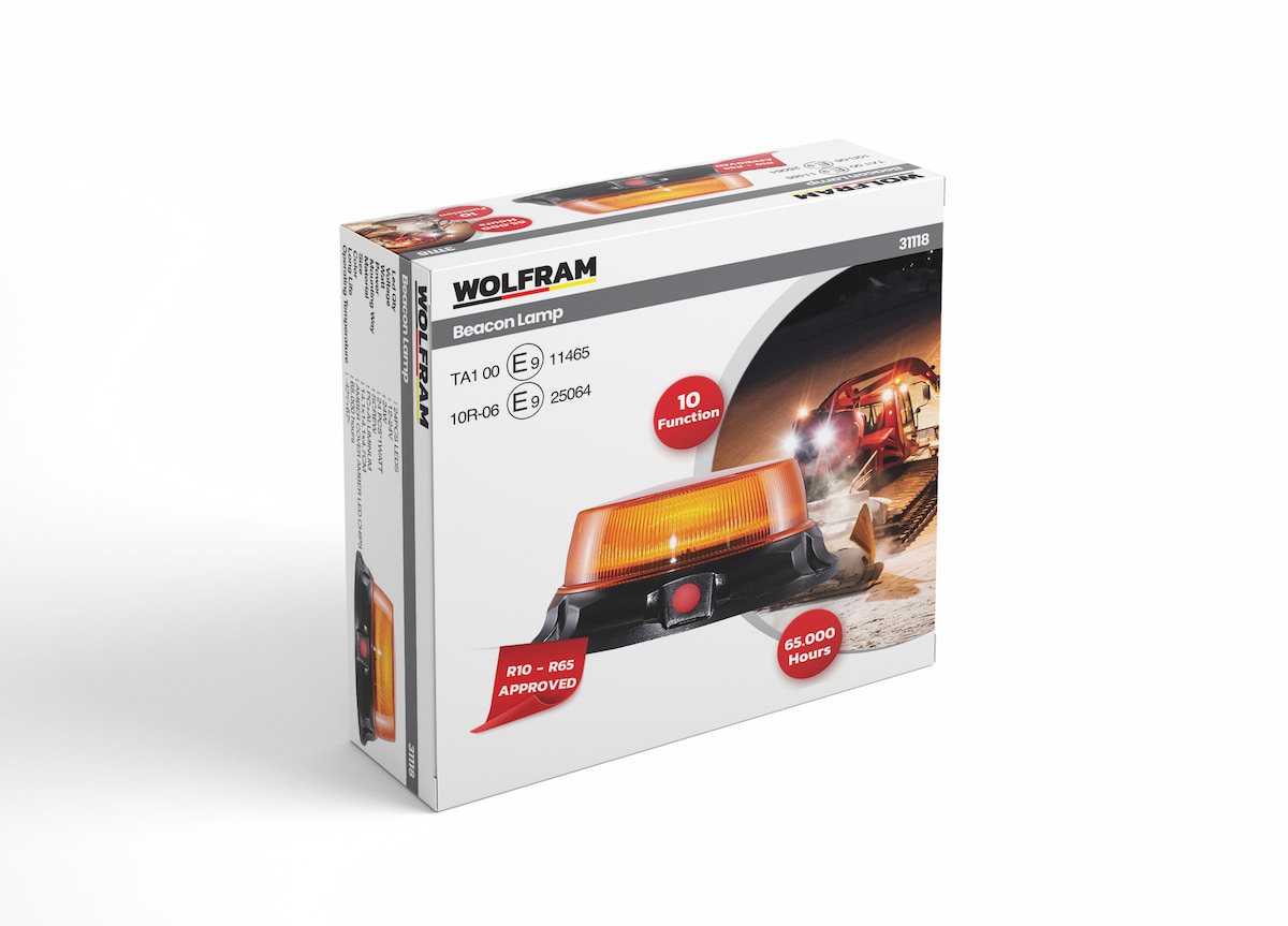 LED Rotating Beacon Warning Light Bolt + Suction Cup and Magnet Mount 10 Functions E9-Certified