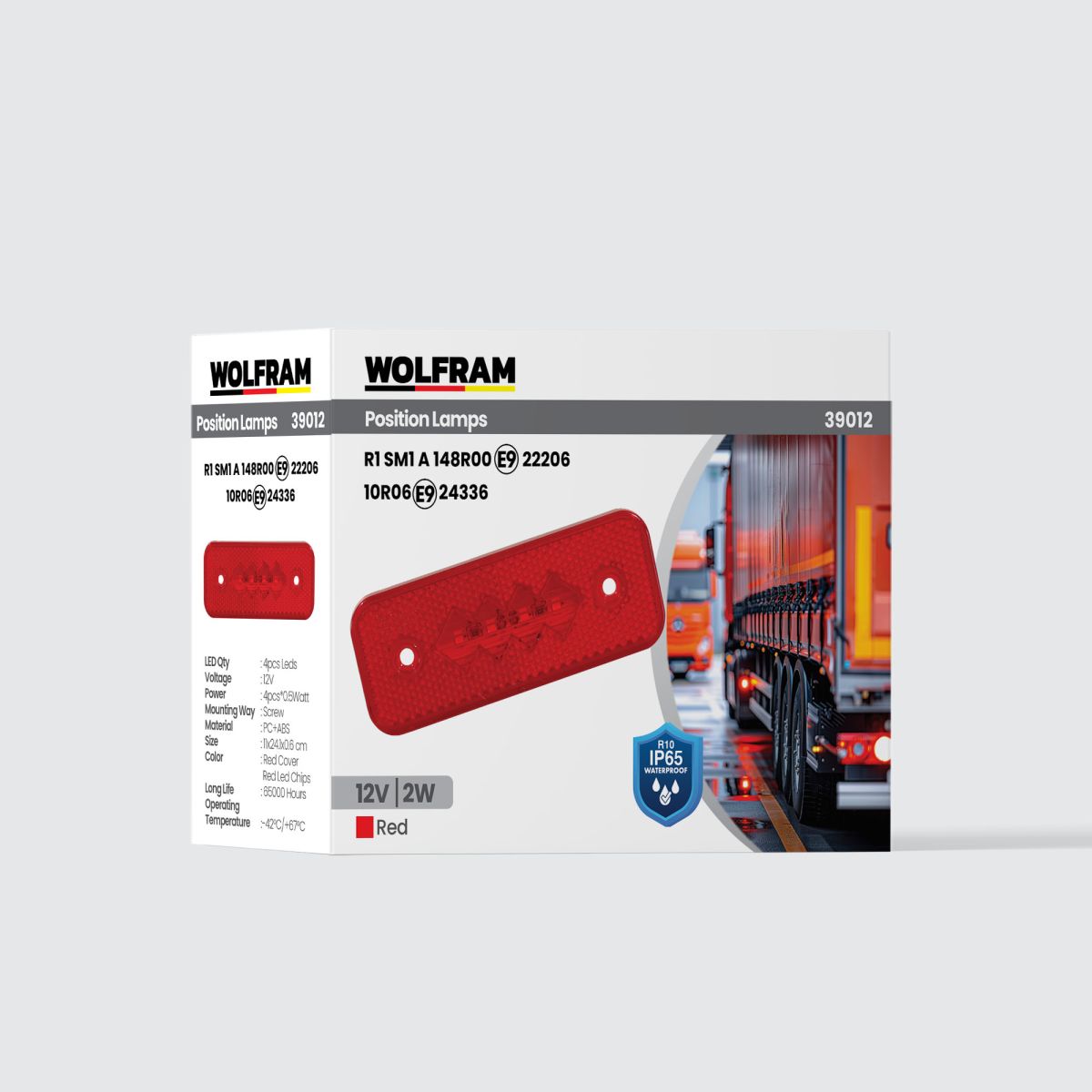 Side Marker Position Lamp Red Color LED 12V 2W E9-R10 Certified