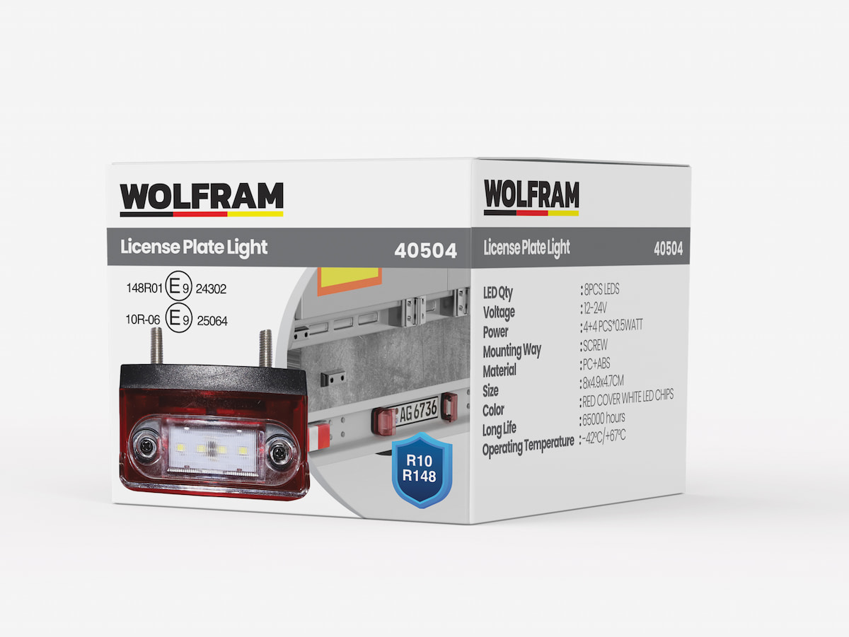 LED License Plate Light Red Lens 12–24V R10 R148