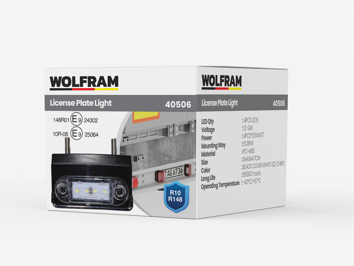 LED License Plate Light Black Lens 12–24V R10 R148