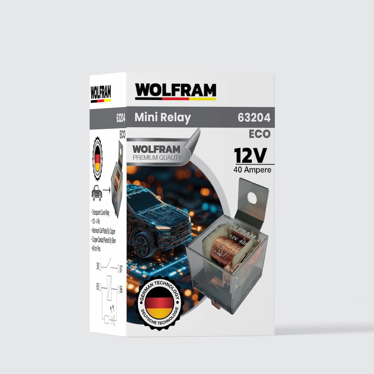 Transparent Double Platinum 4-Pin Eco Relay 12V