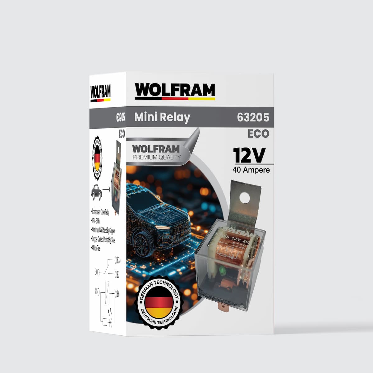 Transparent Double Platinum 5-Pin Eco Relay 12V