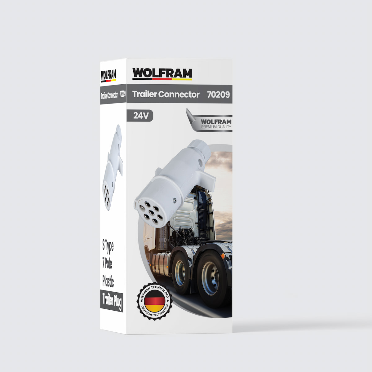 7-pin S Type Plastic Truck Semi-Trailer Plug White Male