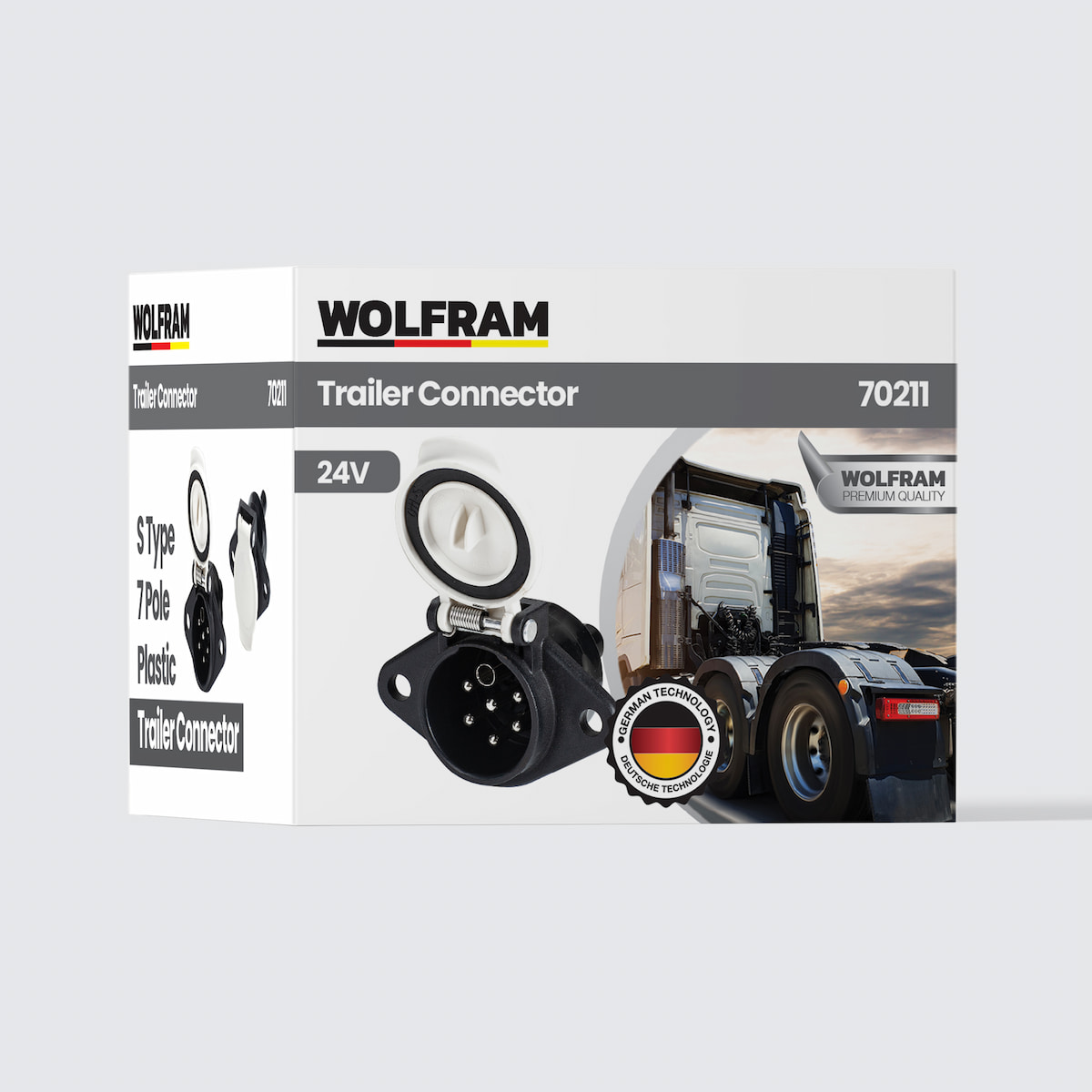 7-pin S Type Plastic Truck Semi-Trailer Plug Female White Cover