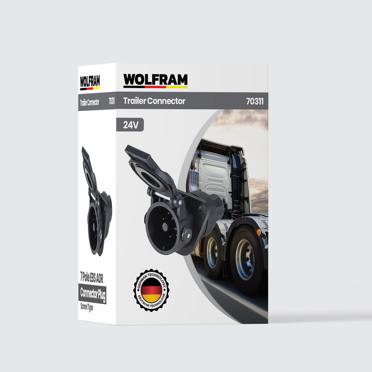 7-pin Truck Semi-Trailer EBS ADR Plug Screwed Female with Cover