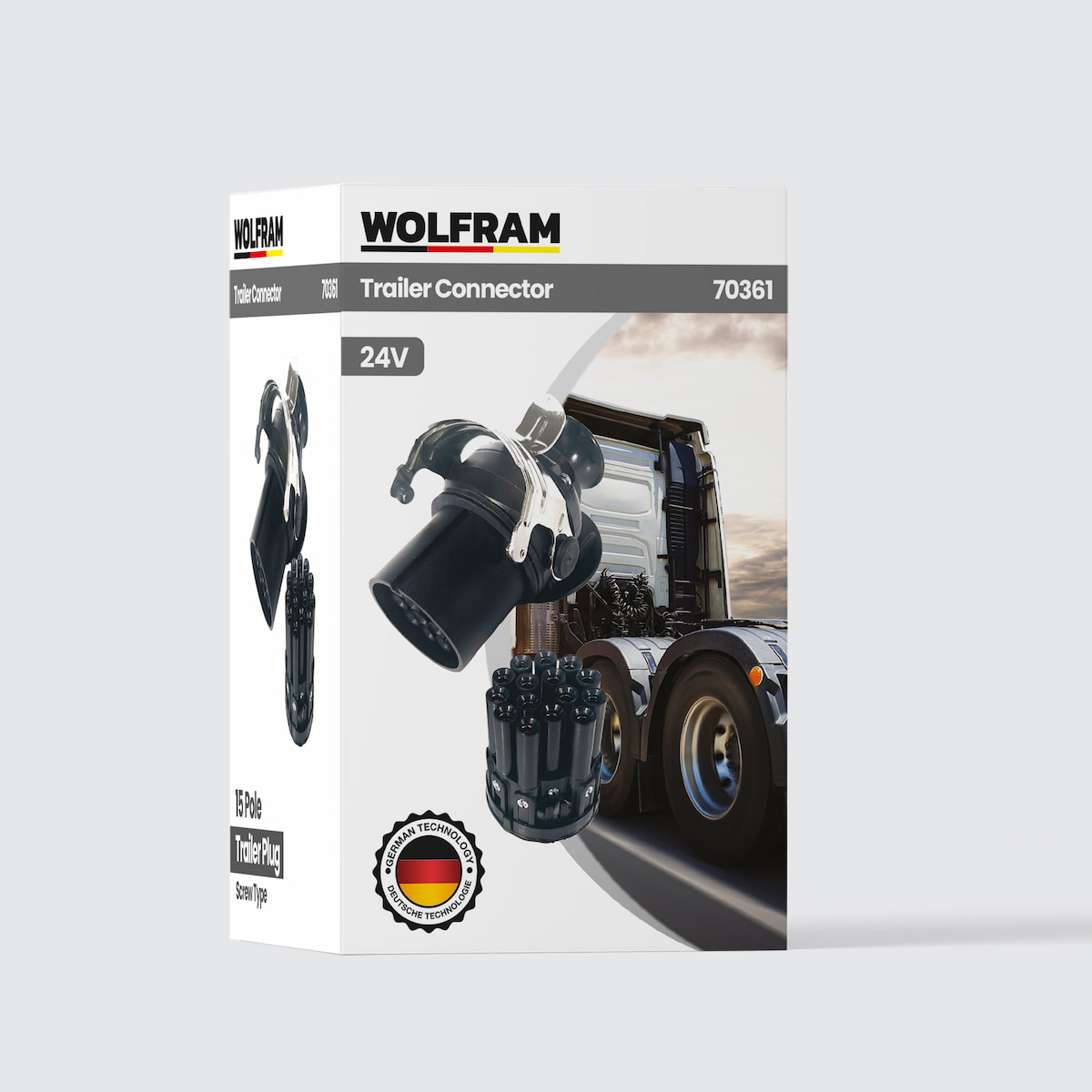 15-pin Truck Semi-Trailer Plug with Pole, Screwed Male