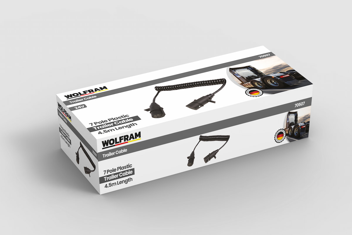 7-pin N Type Truck Semi-Trailer Cable - Black Plug Replaceable