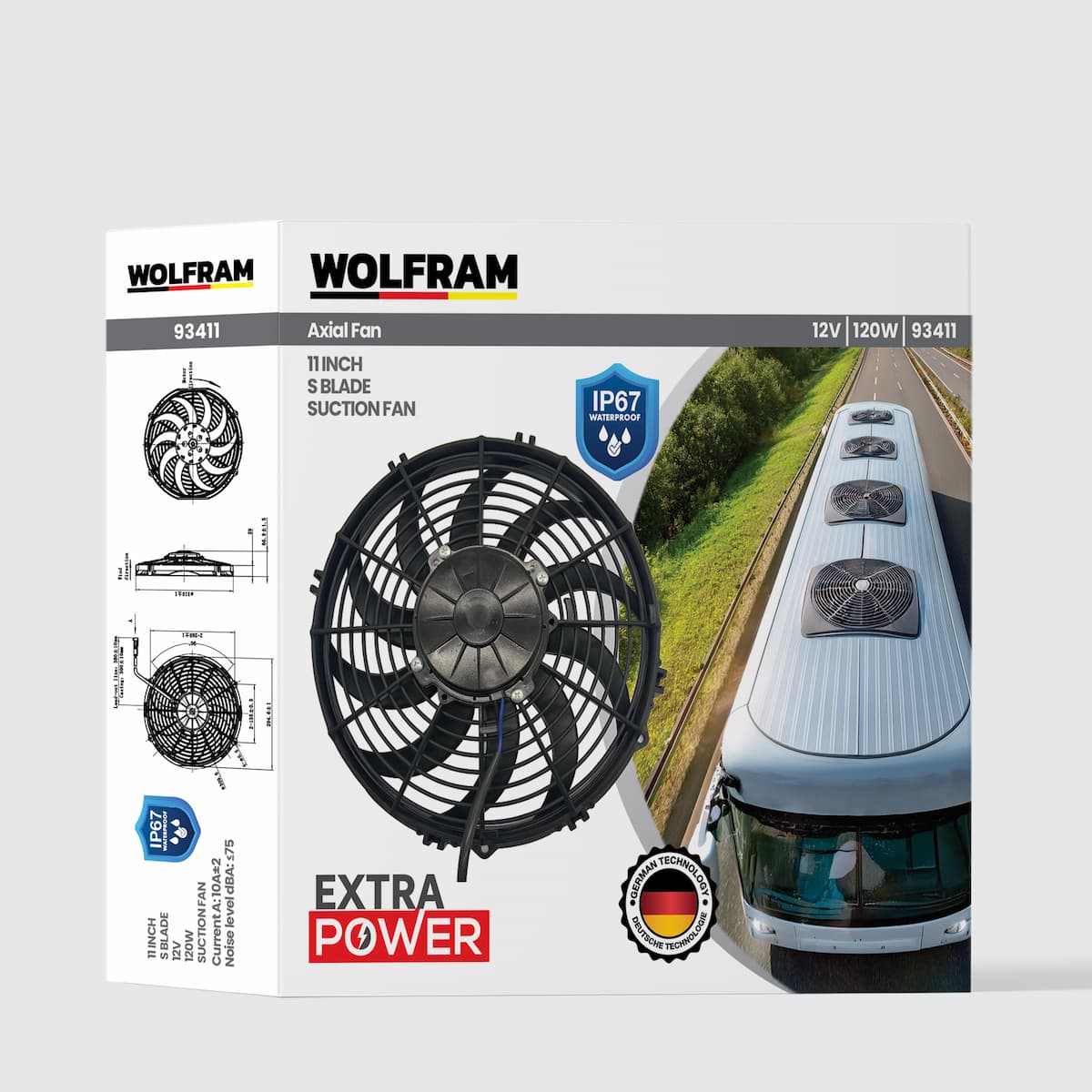 Axial Fan 11 Inch S Blade IP67 Waterproof
