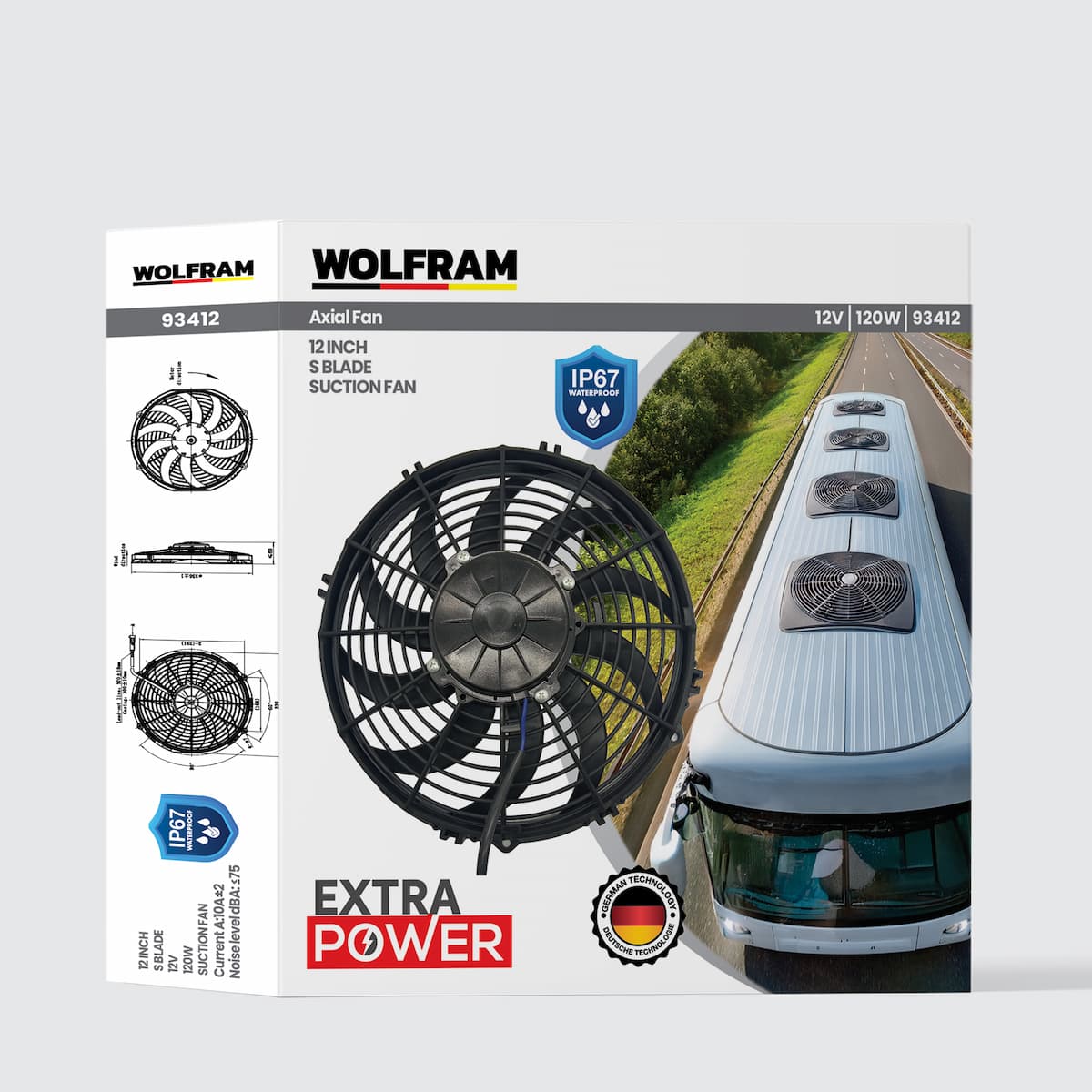 Axial Fan 12 Inch S Blade IP67 Waterproof