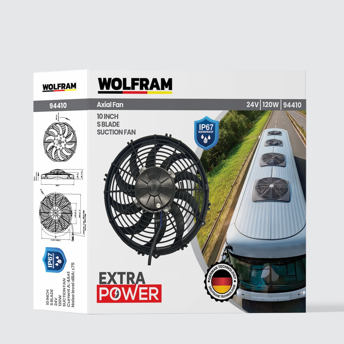 Axial Fan 10 Inch S Blade IP67 Waterproof