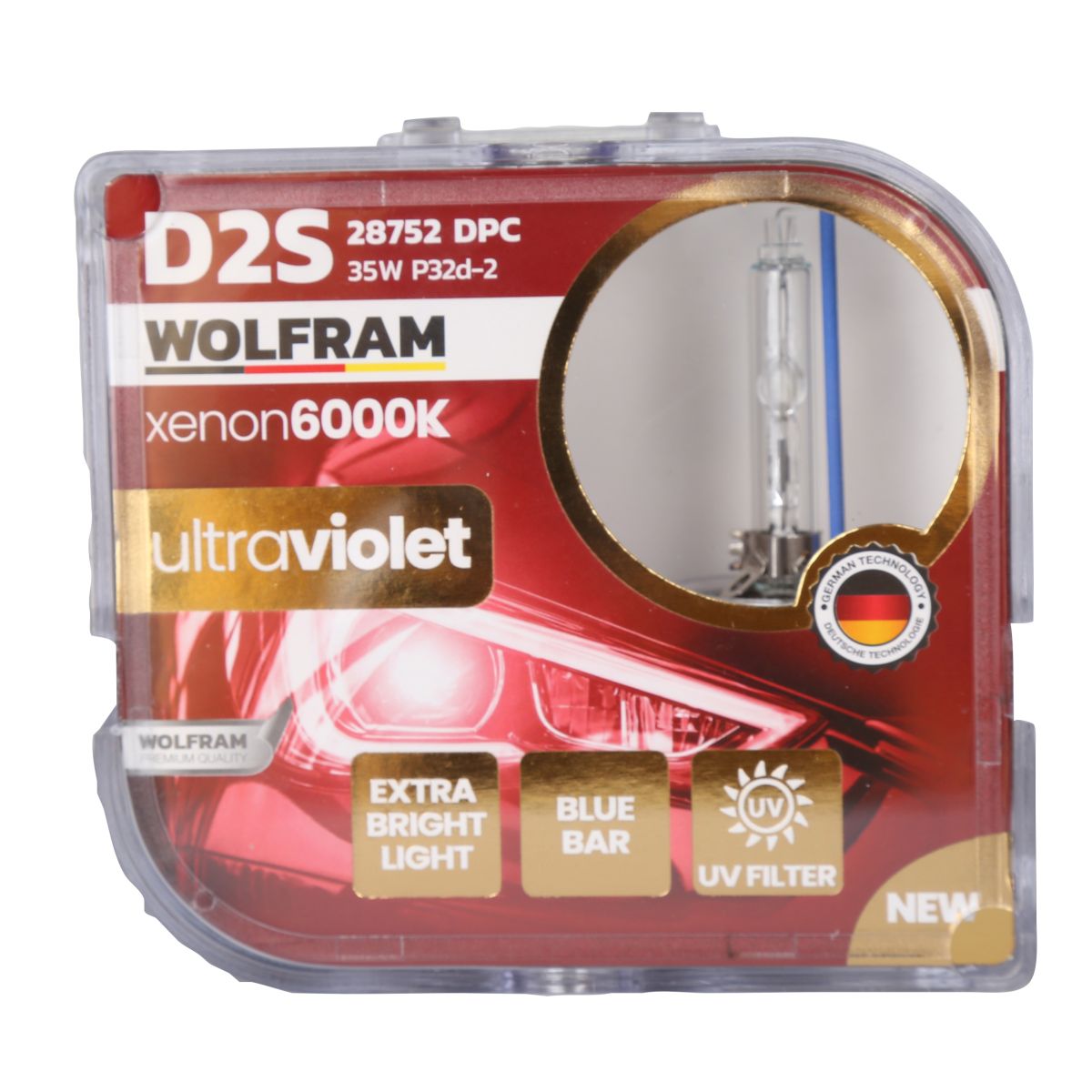 D2S Xenon Bulb 6000K Ultraviolet Blue Glass 12V 35W