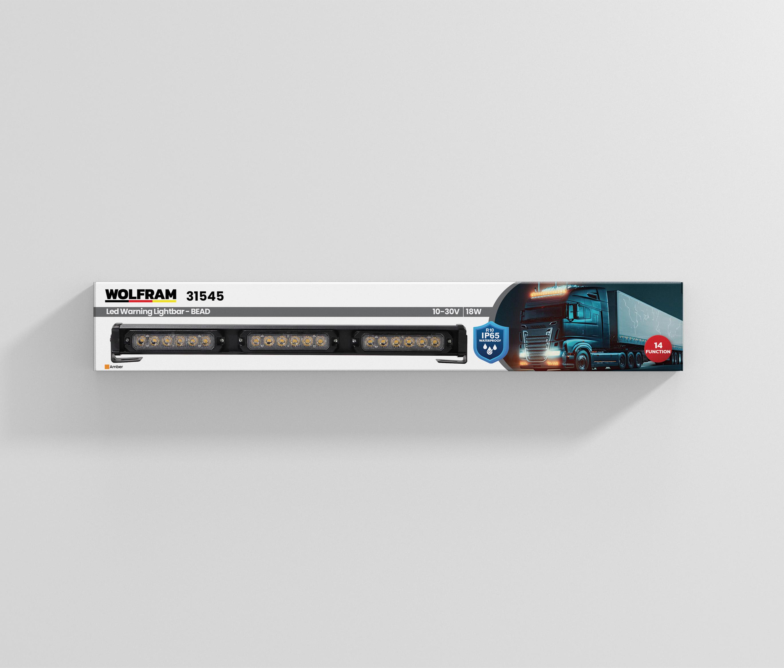 LED Warning Lamp Round Module 14 Function 45 cm 10/30V E-Certified 18W