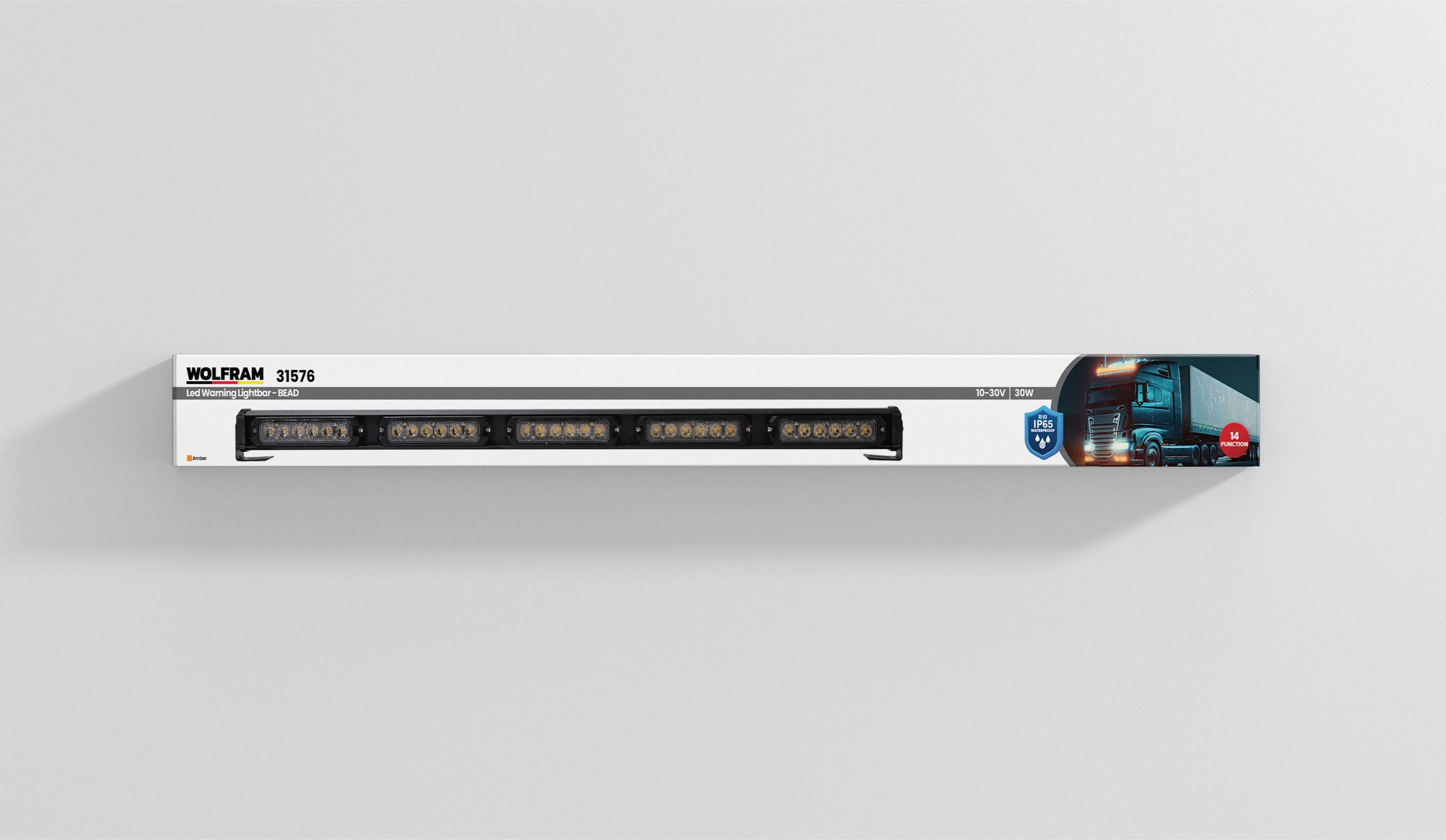 LED Warning Lamp Round Module 14 Function 76 cm 10/30V E-Certified 30W