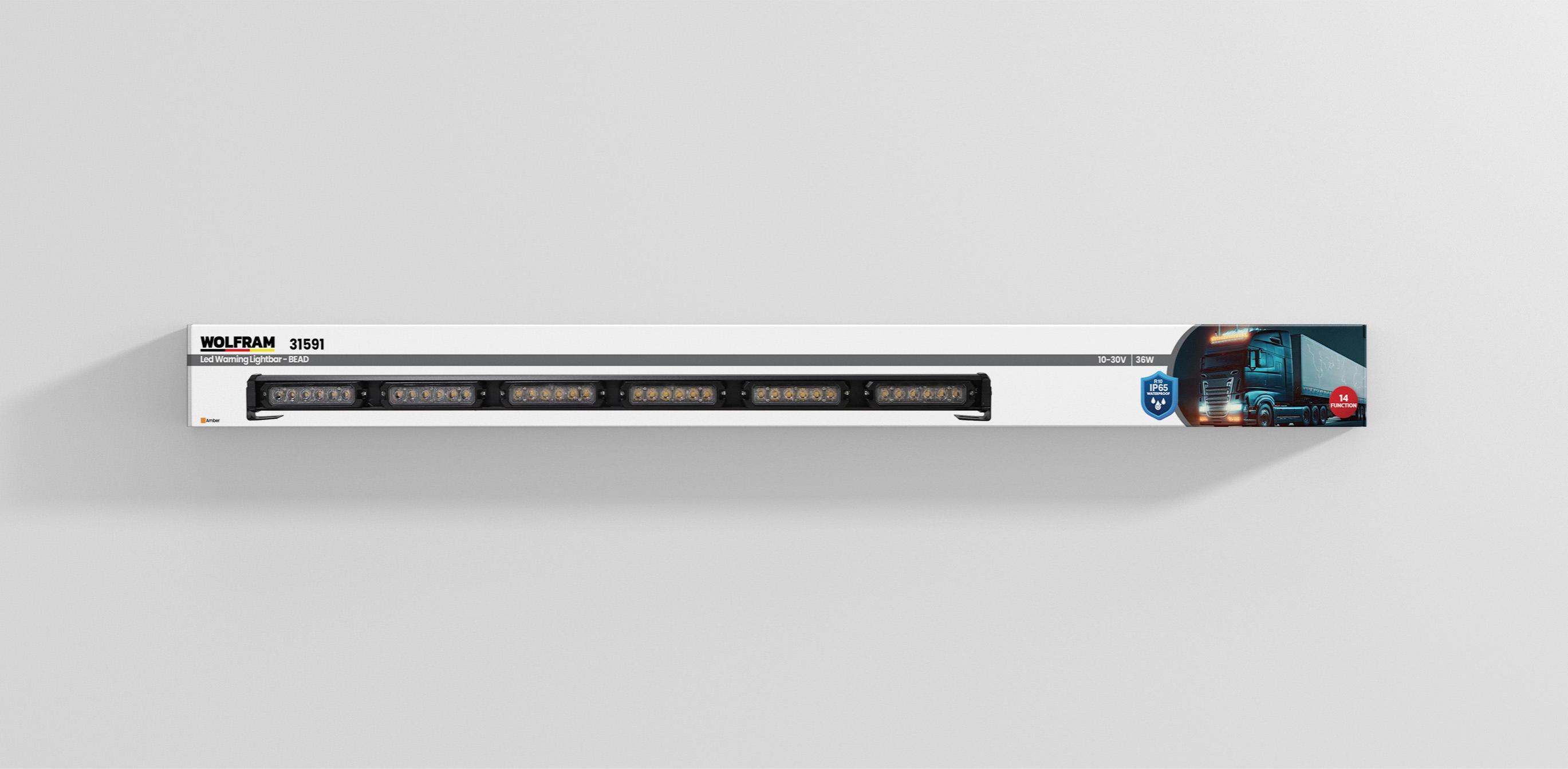 LED Warning Lamp Round Module 14 Function 91 cm 10/30V E-Certified 36W