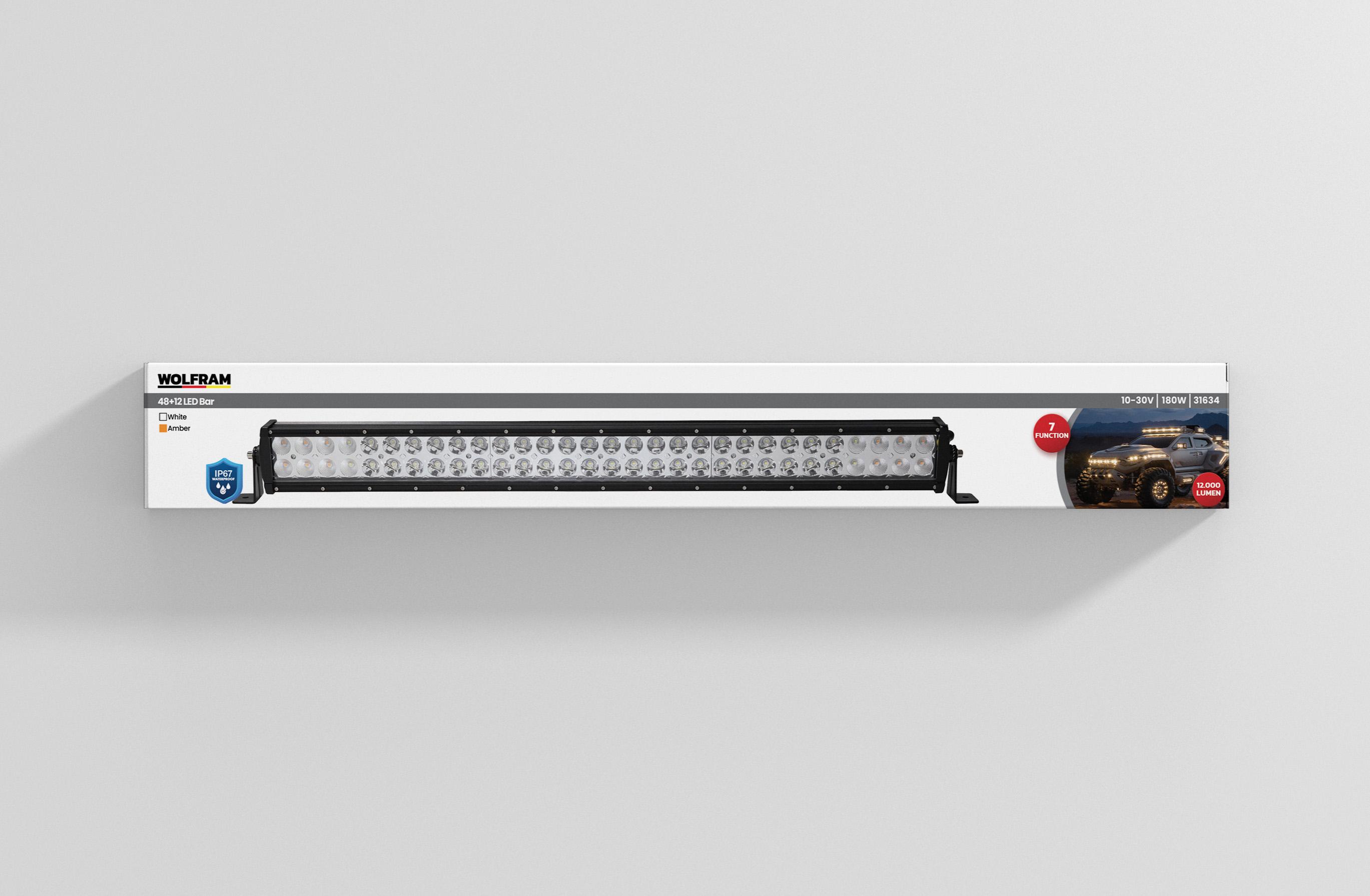 LED Bar White Light + Amber Light 7 Function Strobe 81 cm 12/24V E-Certified 180W