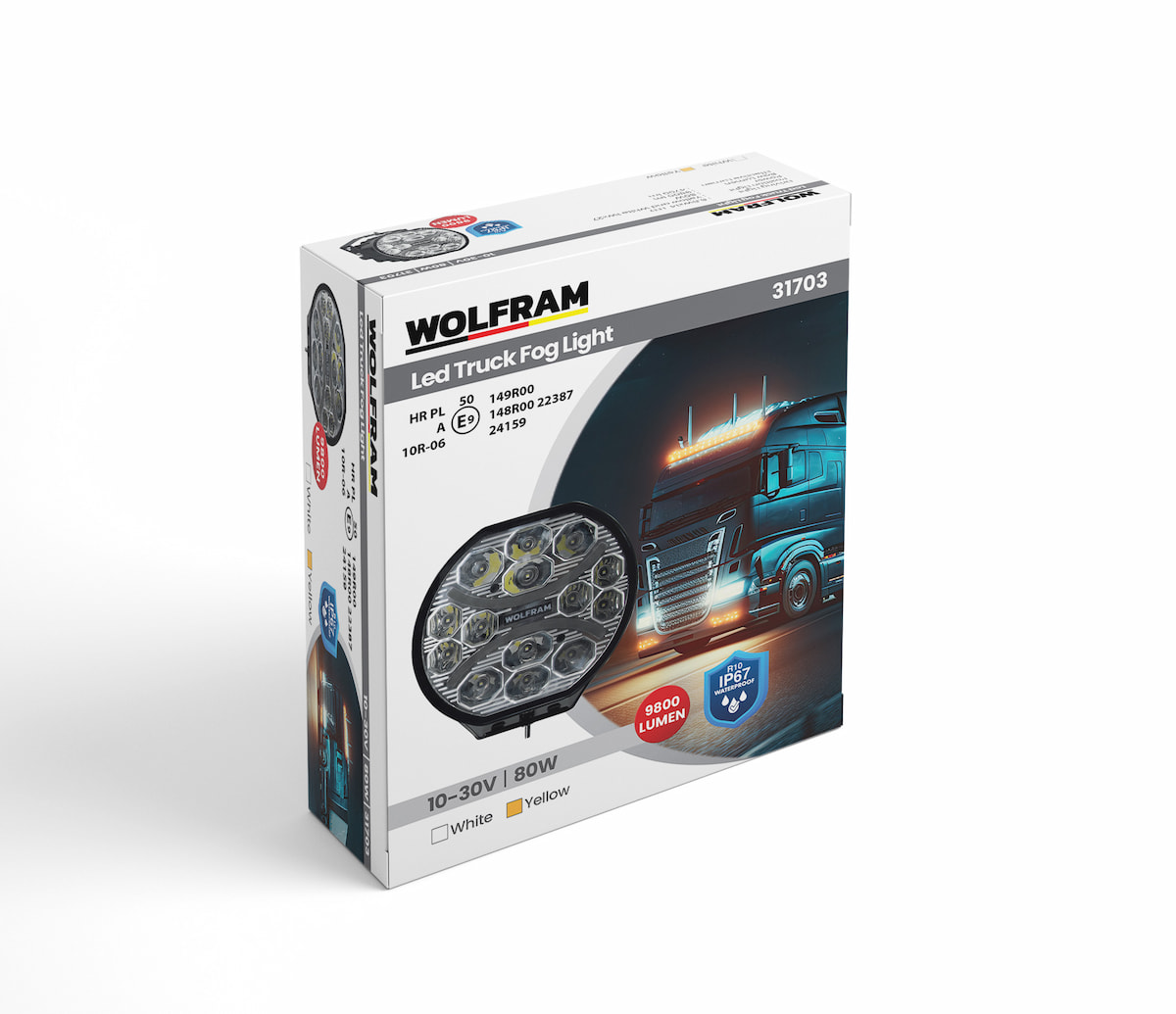 LED Fog Lamp (Round) 80 Watt Yellow - White E9 Certified