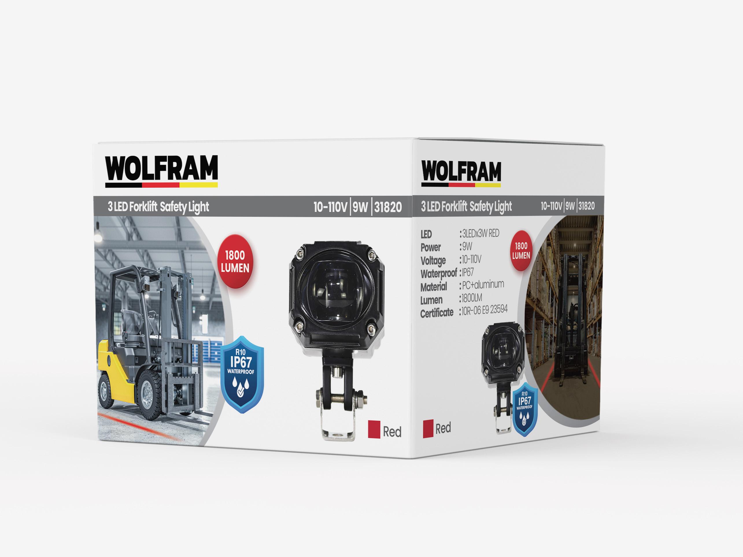 Forklift Red Line Light Safety Lamp 10/110V E-Certified 9W