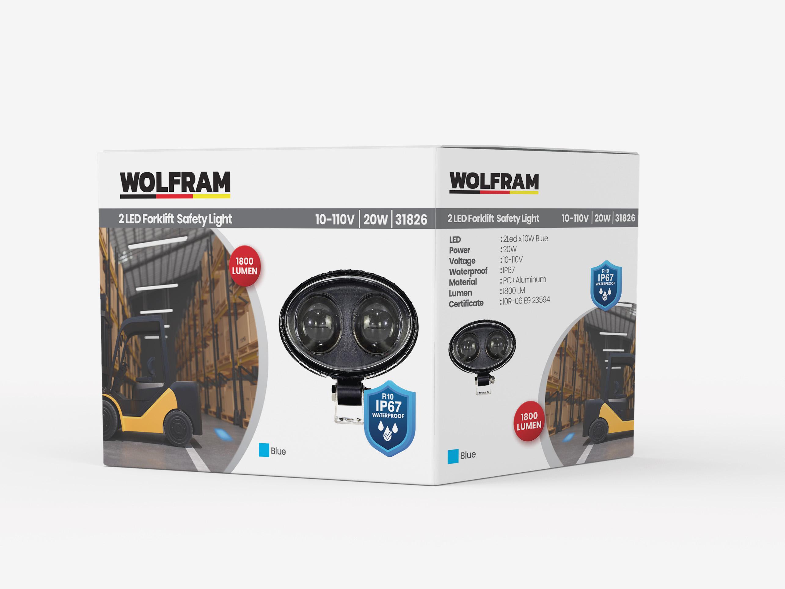 Forklift Blue Square Light Safety Lamp 10/110V E-Certified 20W