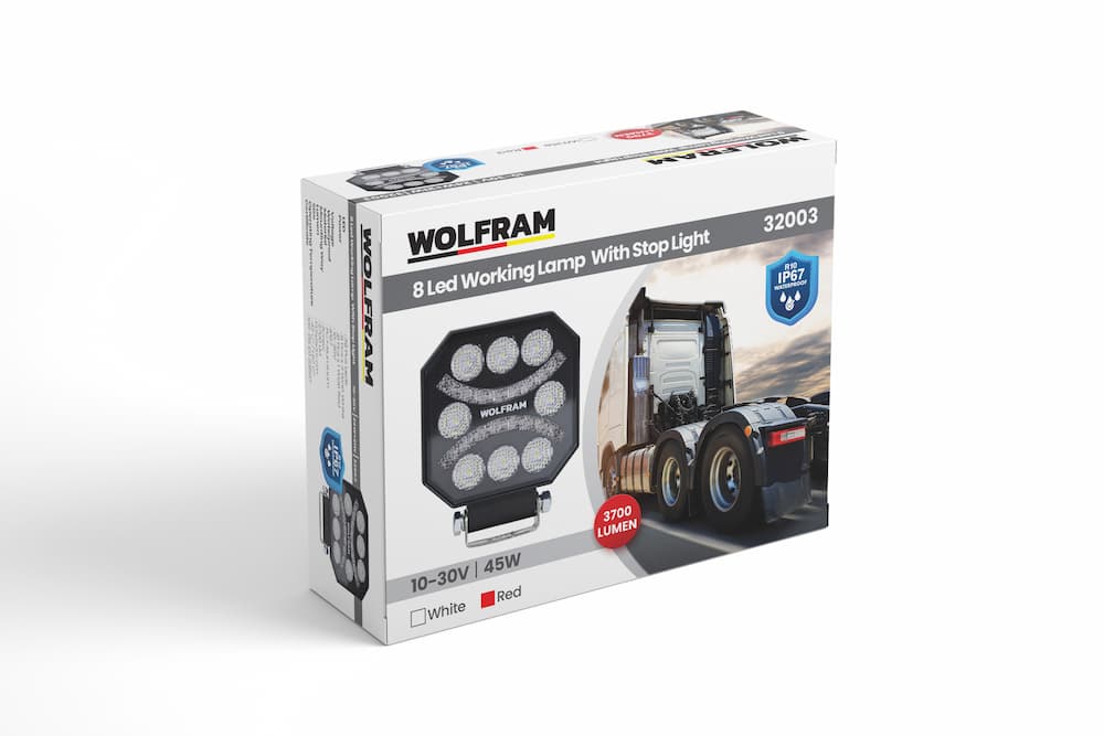 Led Work Lamp with Emoji 8 LED White + Red Spot Function 10/30V E-Certified 45W