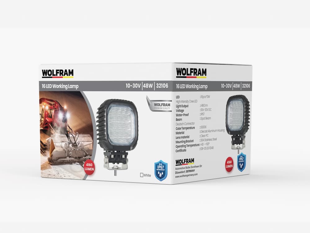 Led Square Work Light Heavy Duty 4,160 Lumens Flood 10/30V E-Certified 48W