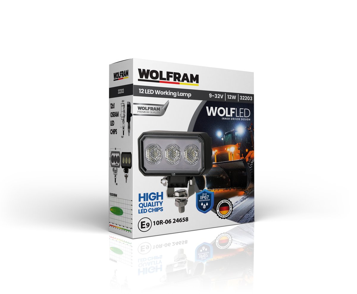 Wolfram Wolf Series 32203 Work Lamp Rectangular Midi 1020 Lumens Flood