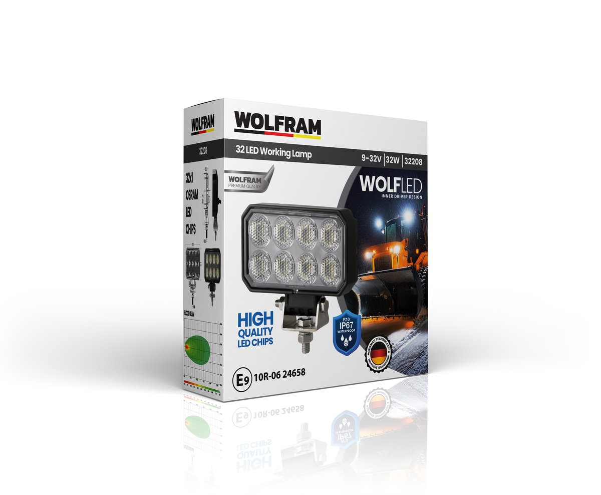 Wolfram Wolf Series 32208 Work Lamp Rectangular Maxi 2720 Lumens Flood
