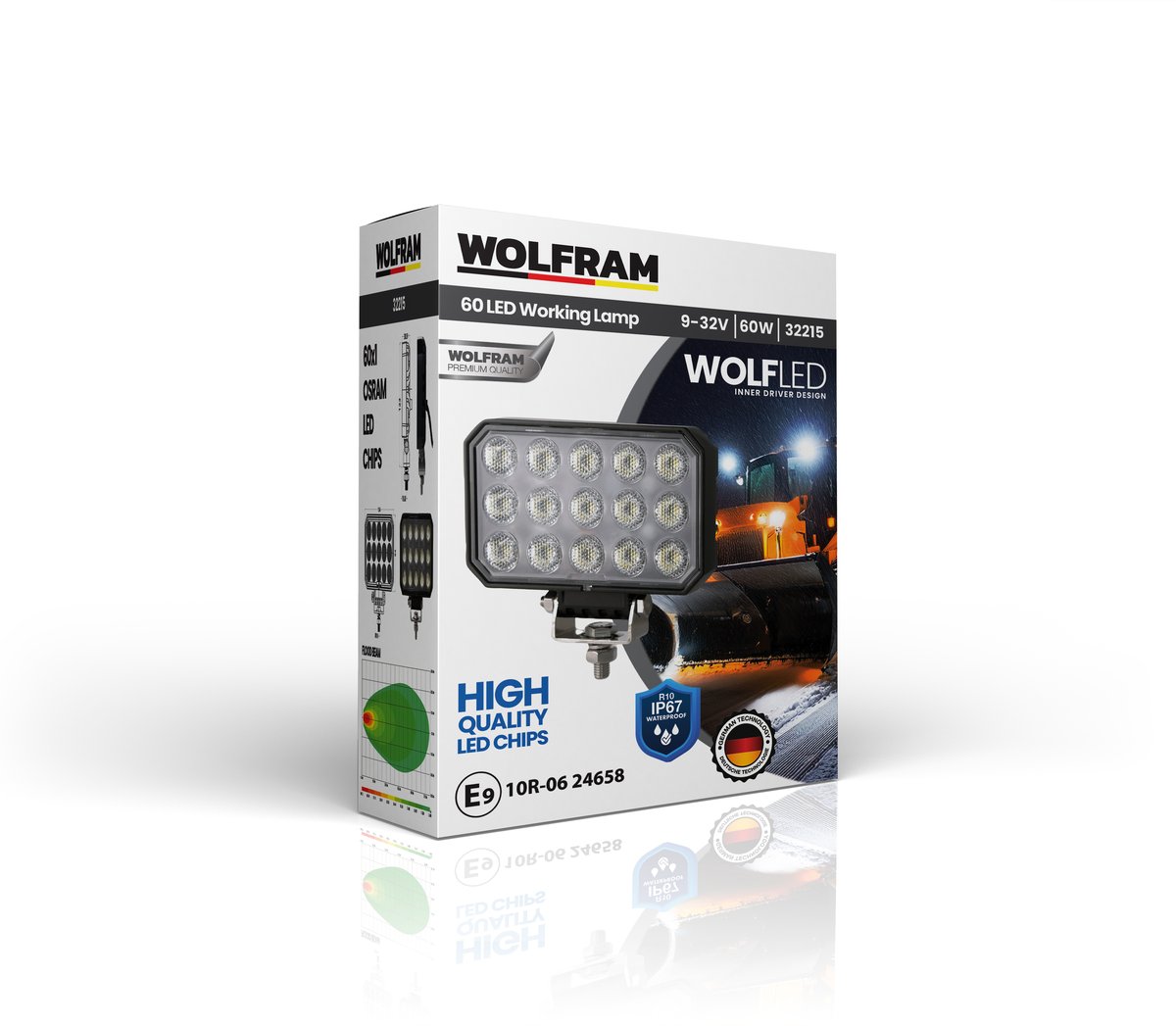 Wolfram Wolf Series 32215 Work Lamp Rectangular Large 5100 Lumens Flood