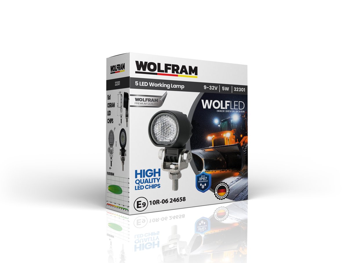 Wolfram Wolf Series 32301 Work Lamp Round Mini 425 Lumens Flood