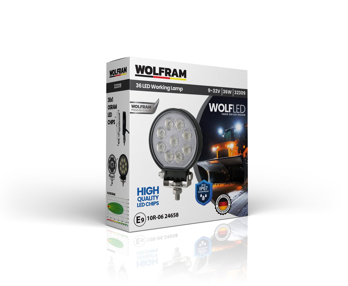 Wolfram Wolf Series 32309 Work Lamp Round Maxi 3060 Lumens Flood