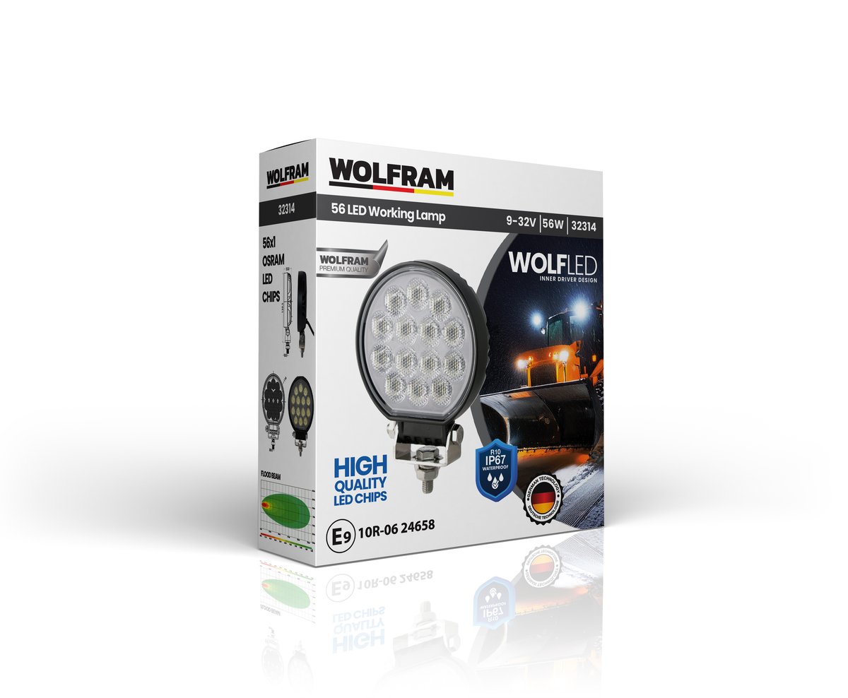 Wolfram Wolf Series 32314 Work Lamp Round Large 4760 Lumens Flood