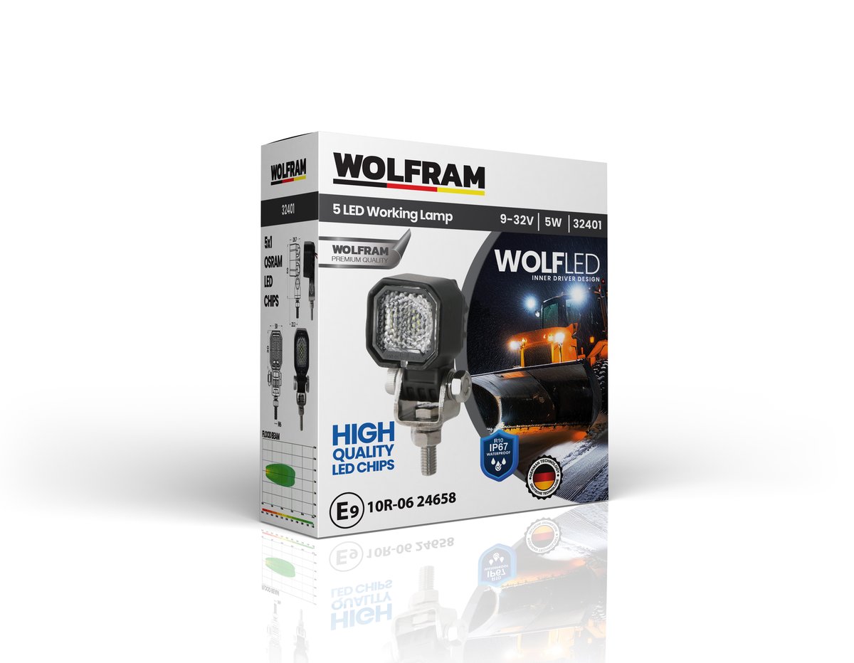 Wolfram Wolf Series 32401 Work Lamp Square Mini 425 Lumens Flood