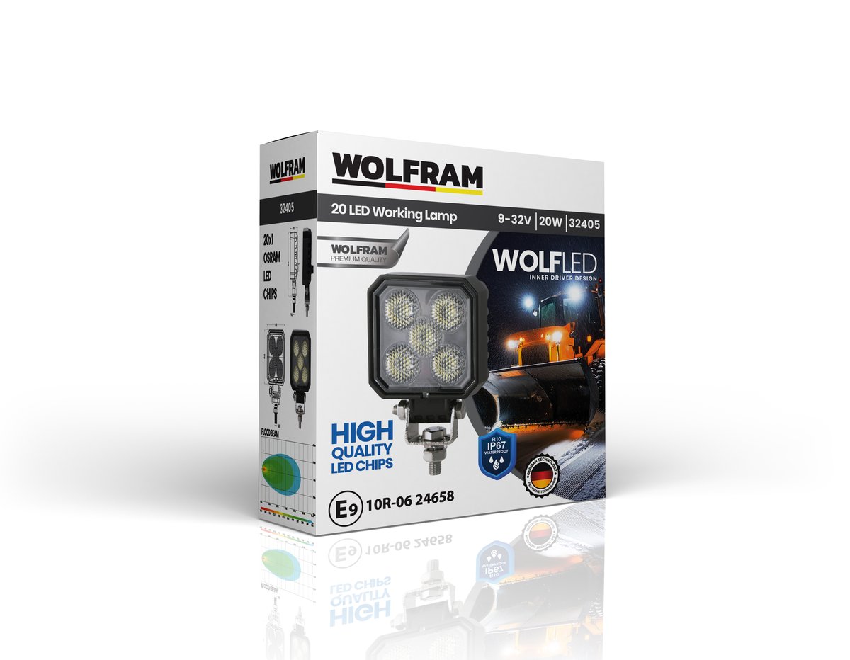 Wolfram Wolf Series 32405 Work Lamp Square Midi 1700 Lumens Flood