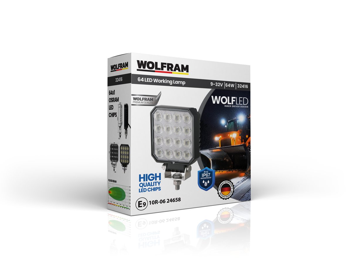 Wolfram Wolf Series 32416 Work Lamp Square Large 5440 Lumens Flood