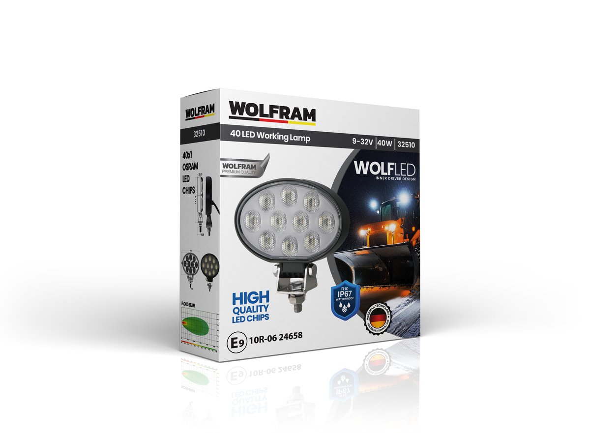 Wolfram Wolf Series 32510 Work Lamp Ellipse Maxi 3400 Lumens Flood