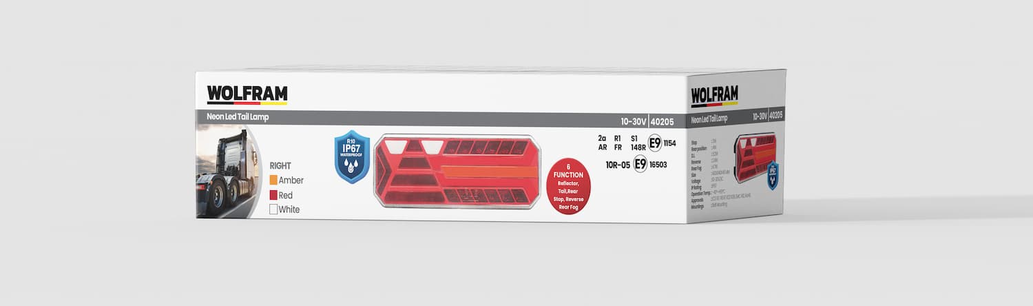 LED Rectangular 6-Function Stop-Signal-Park-Reverse 10-30V Right E9 Certified