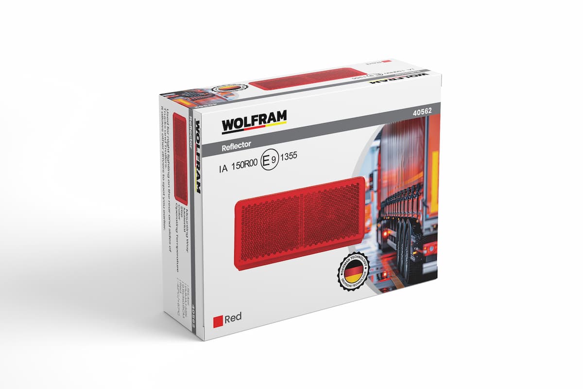 Rectangular Reflector with 3M Tape E-Marked Red (Wolfram 40562)